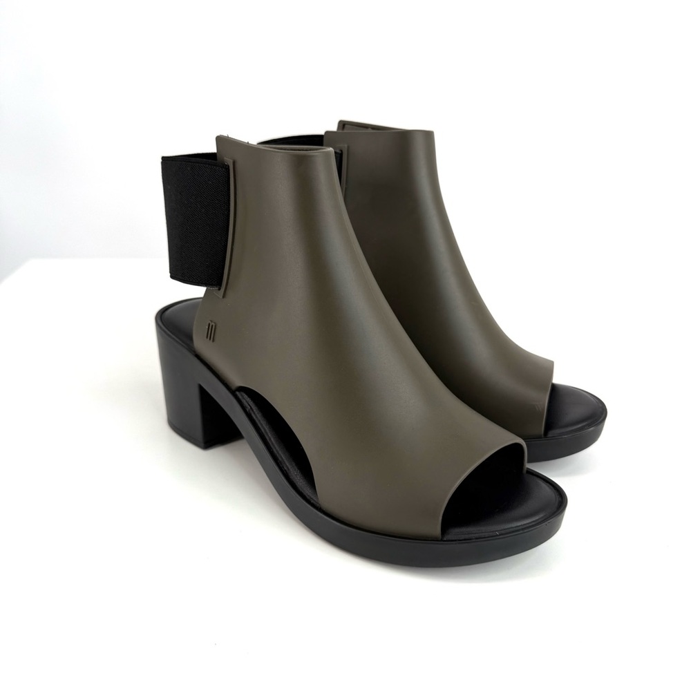 Melissa Green Black Dance Elastic Peep Toe Heels